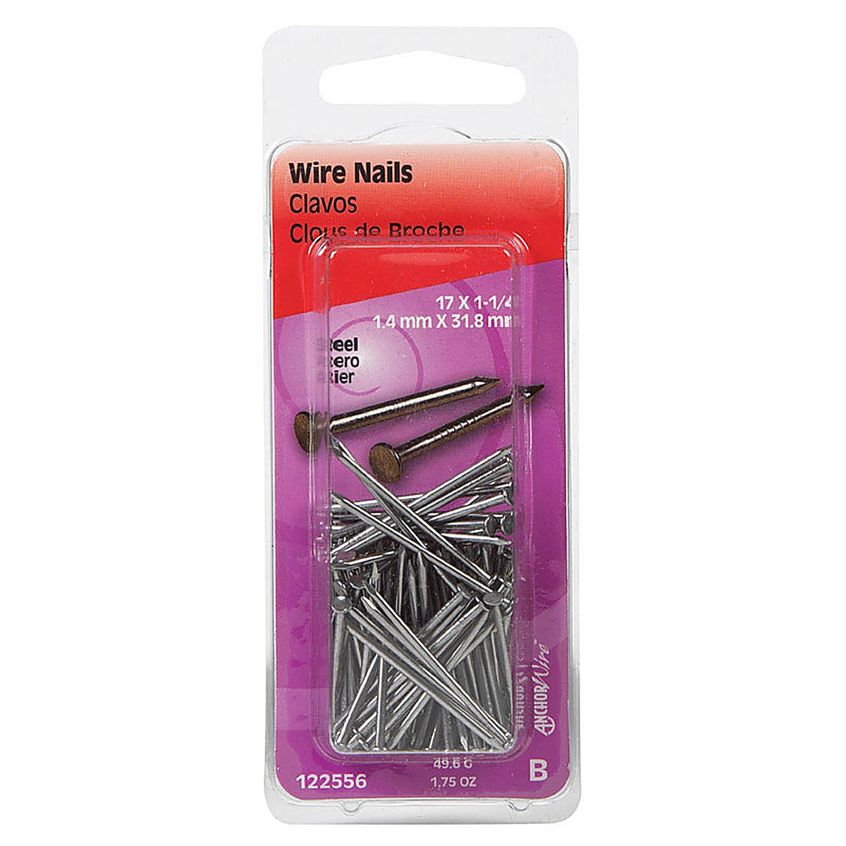 Hillman 122556 1-1/4 in. Wire Bright Steel Nail Flat