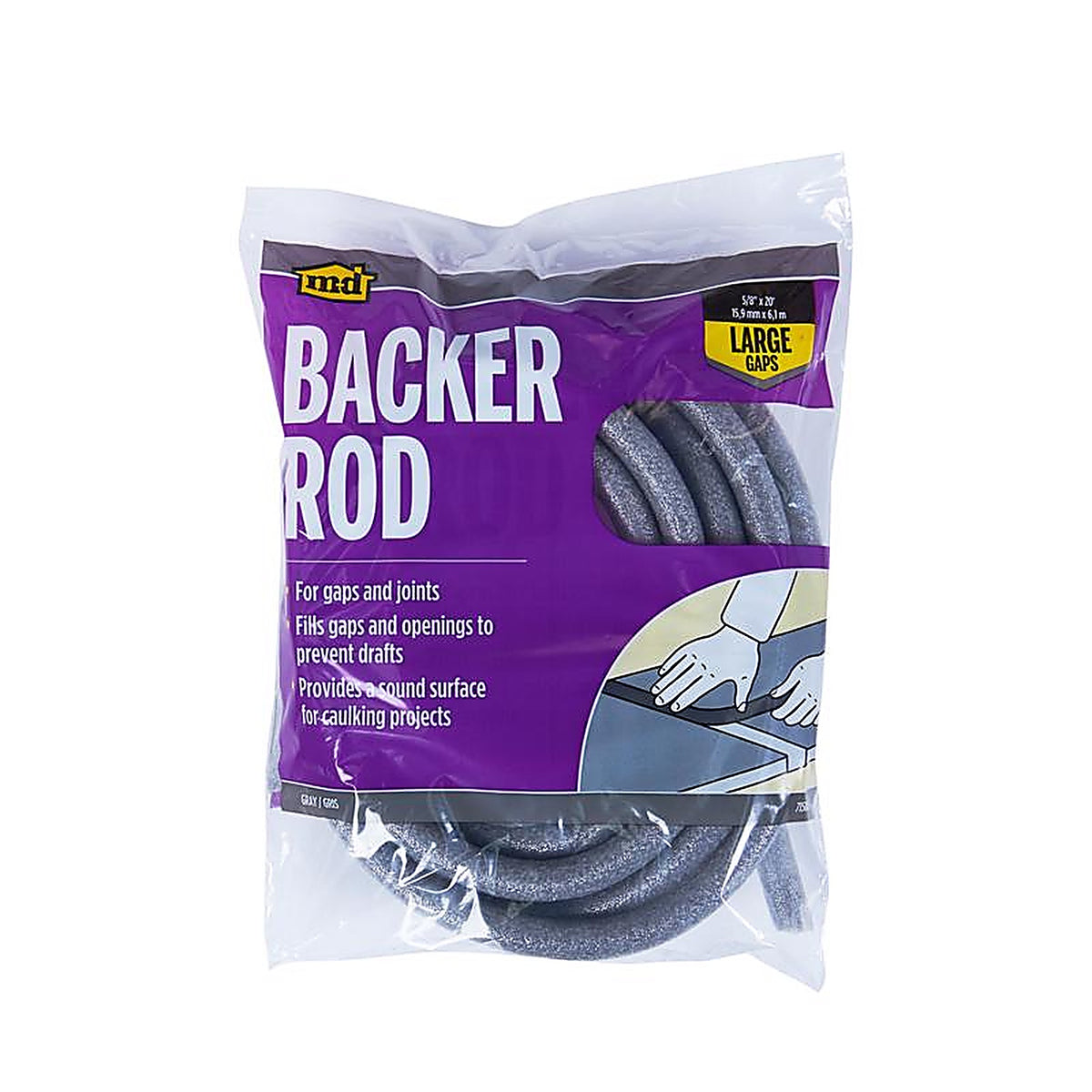M-D 71506 Gray Polyethylene Caulk Backer Rod For Driveways and Sidewalks, Gaps and Openings