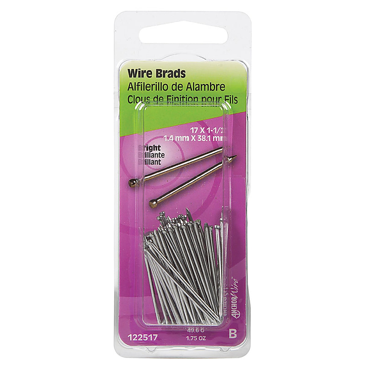 Hillman 122517 17 Ga. x 1-1/2 in. L Bright Steel Brad Nails 1/Pack 1.75 oz.