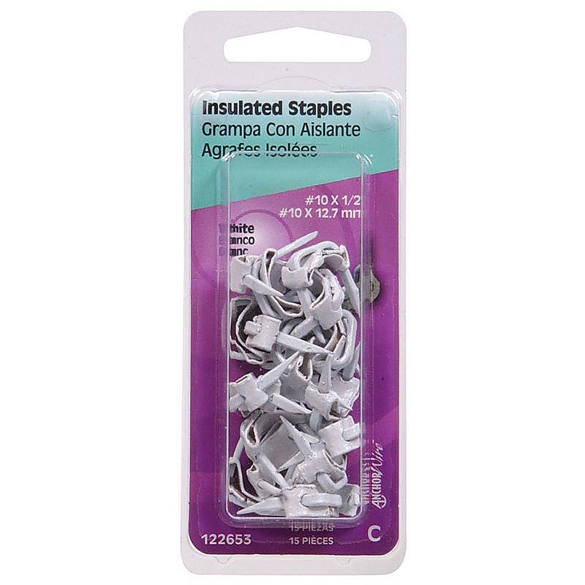 Hillman 122653 No. 10 x 1/2 in. L White Steel Insulated Staples 10 Ga. 15 lb.