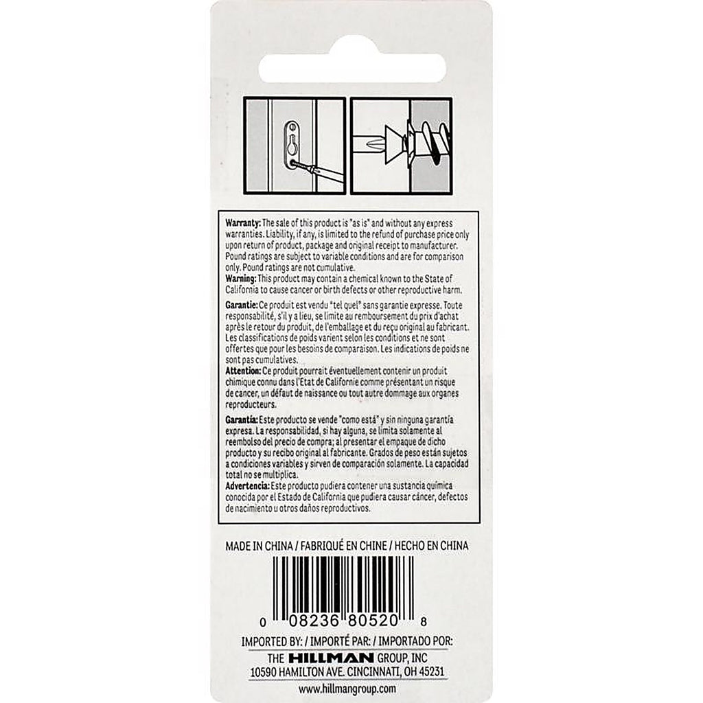 Hillman - 122211 - Steel-Plated Silver Keyhole Picture Hanger 2 Pack