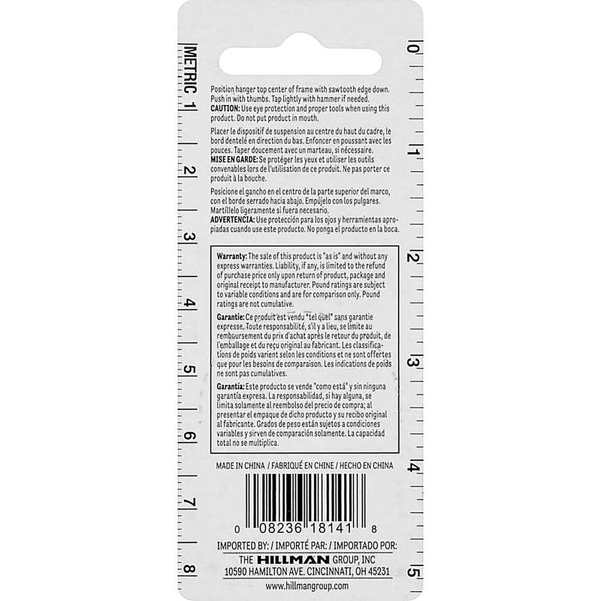 Hillman - 121126 - Steel Zinc Silver Push Pin Sawtooth Hanger 6 Pack
