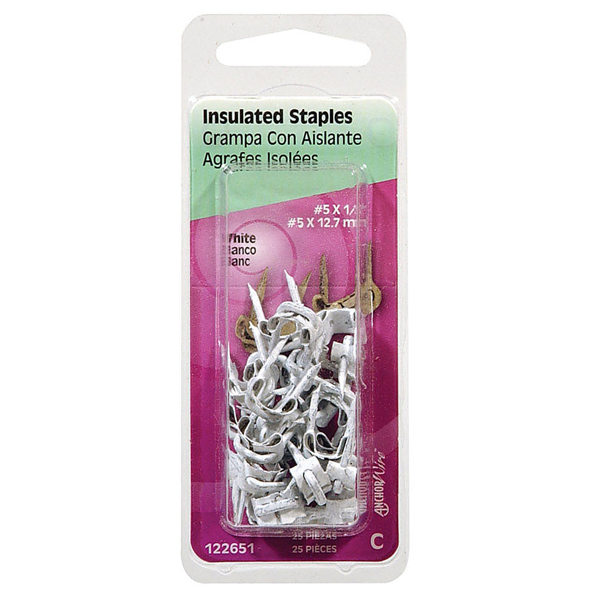 Hillman 122651 No. 5 x 1/2 in. L White Steel Insualted Staples 5 Ga. 25 lb.