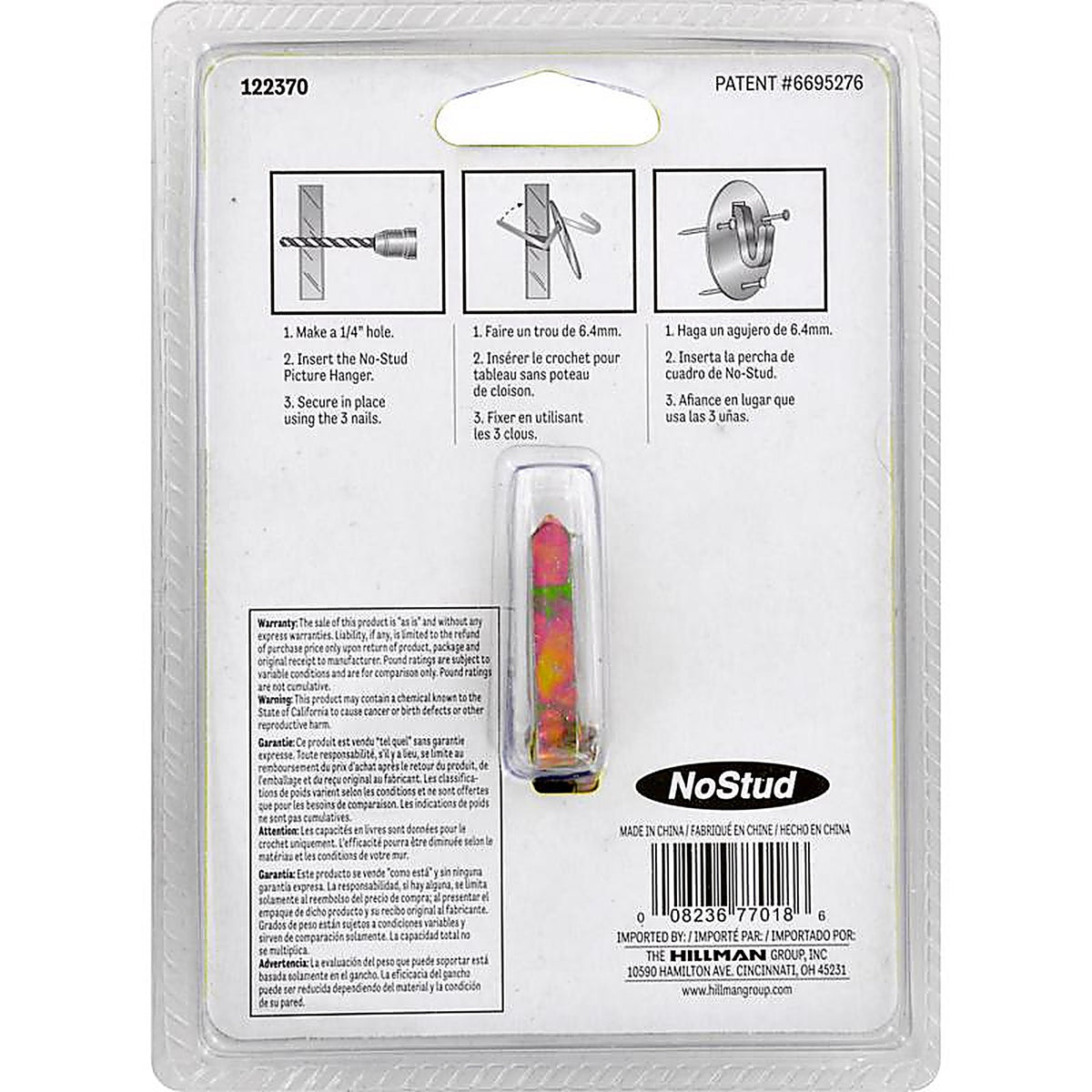 Hillman 122370 NoStud Metallic Drywall Picture Hanger 200 lb. 1/Pack