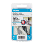 Hillman 41443 .164 in. Dia. x 1-1/4 in. L Nylon Flat Head Wallboard Anchors 10/Pack