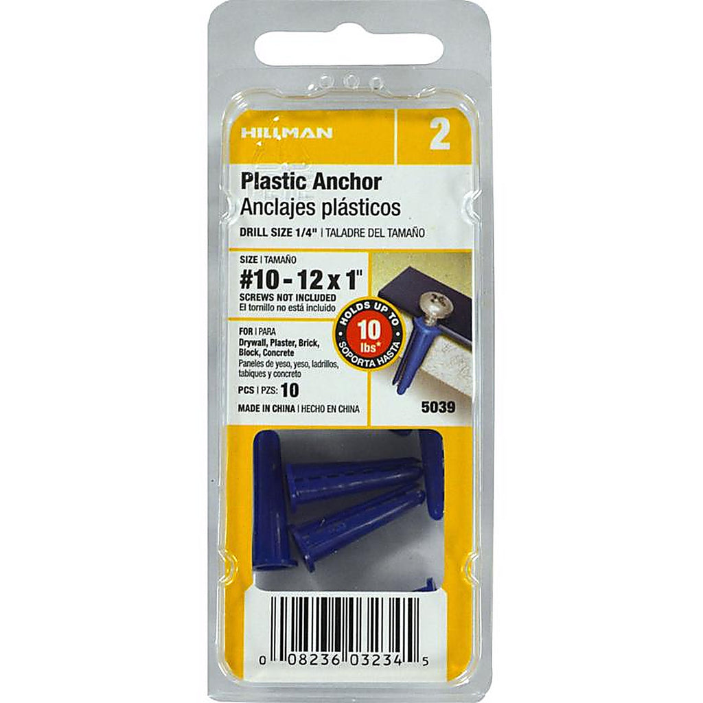 Hillman 5039 .190 in. Dia. x 1 in. L Plastic Pan Head Conical Anchor 10/Pack