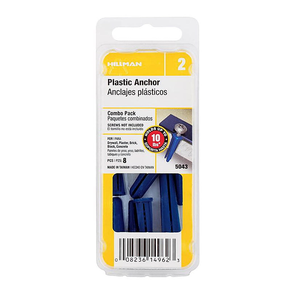 Hillman 5043 0.164 in. Dia. x 1 in. L Plastic Pan Head Conical Anchor Kit 8/Pack
