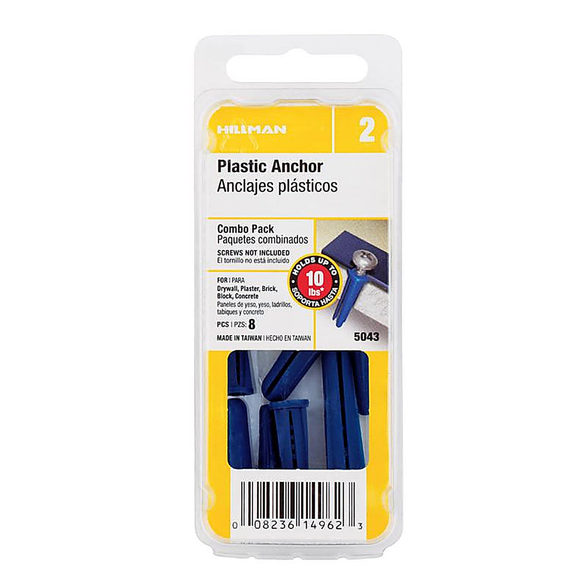 Hillman 5043 0.164 in. Dia. x 1 in. L Plastic Pan Head Conical Anchor Kit 8/Pack