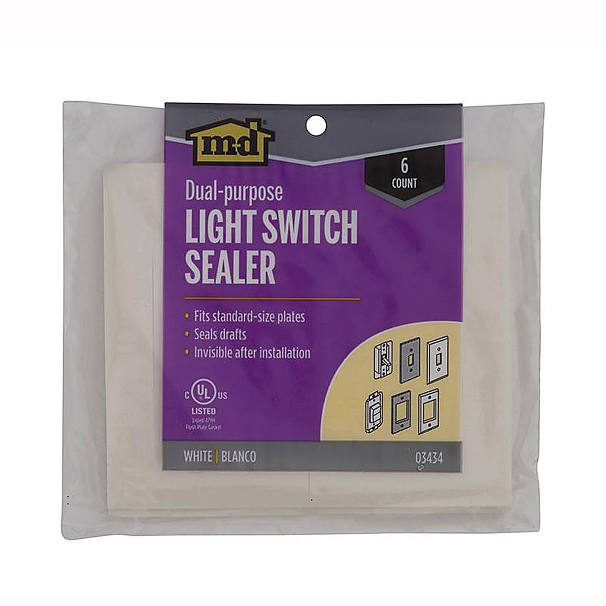 M-D 3434 White Foam Toggle Wall Plate Sealers 1/Pack