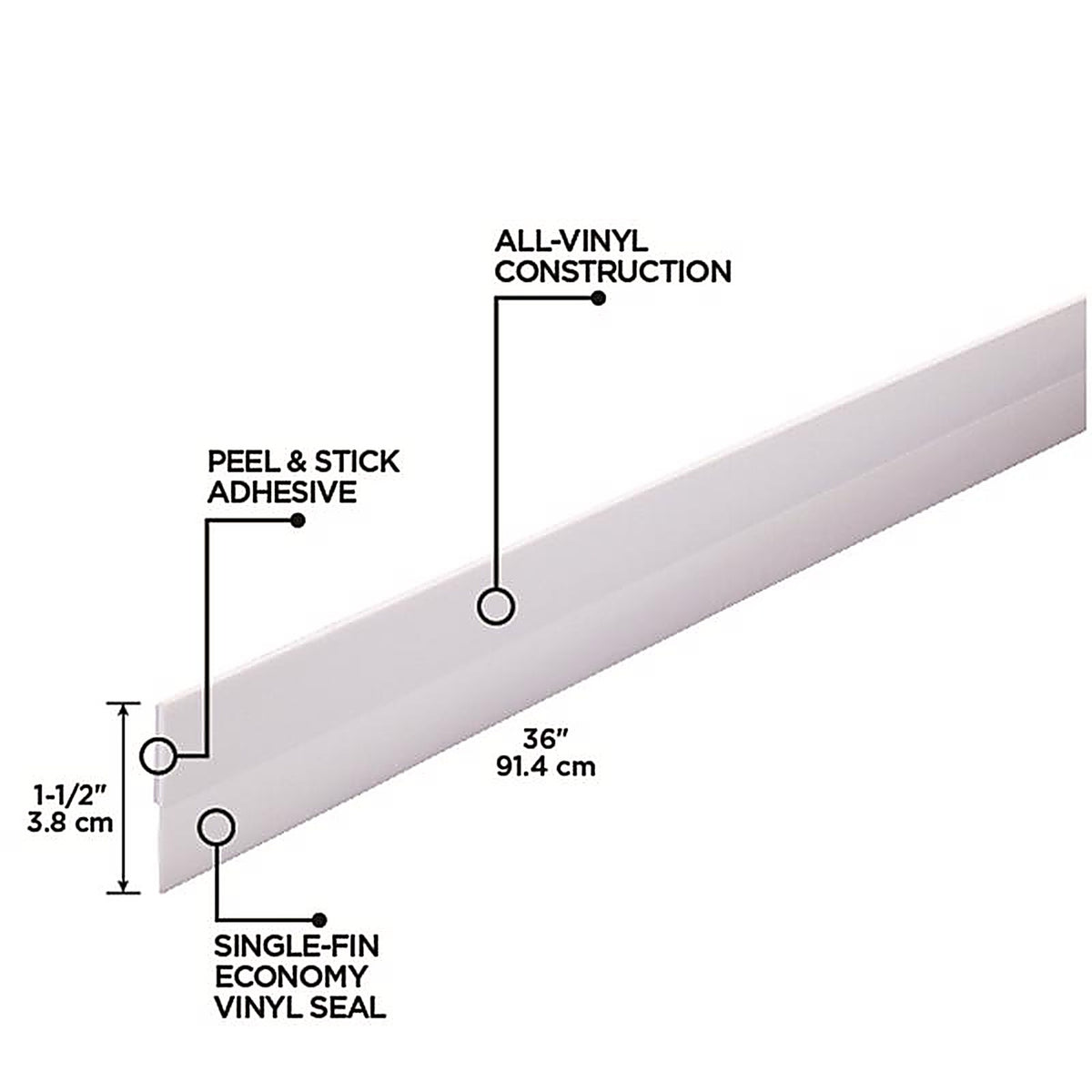 M-D 5587 White Vinyl Sweep For Doors, Doors 36 in. L x 1/2 in.