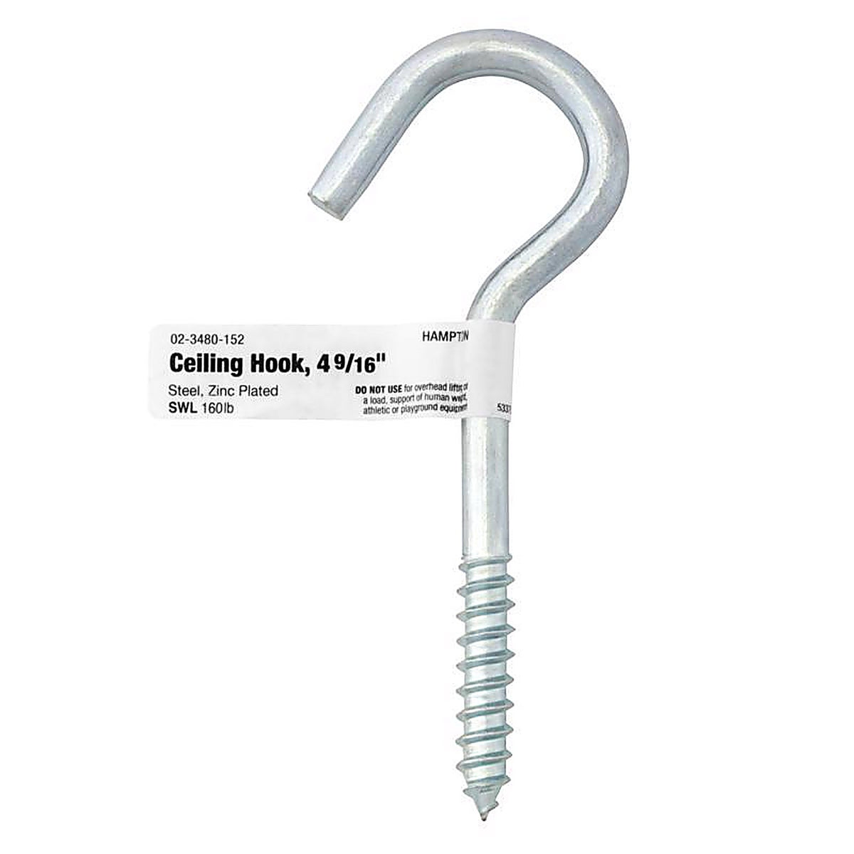 Hampton 02-3480-152 Small Steel 4.5625 in. L Ceiling Hook 160 lb. 1/Pack