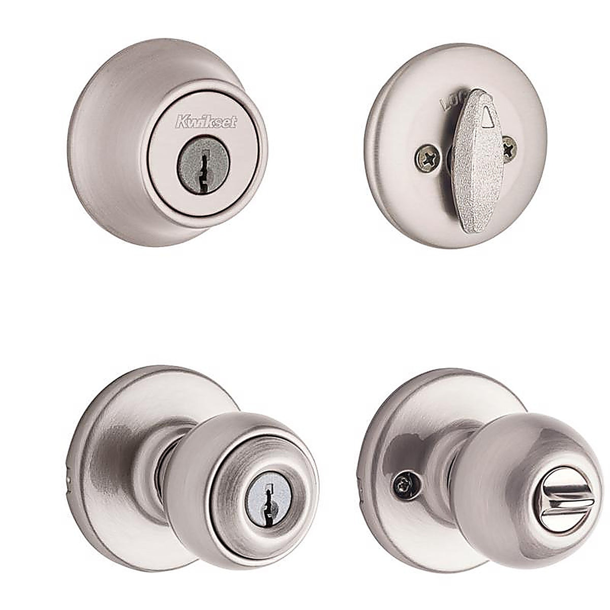 Kwikset 96900-320 Polo Satin Nickel Entry Lock and Single Cylinder Deadbolt ANSI/BHMA Grade 3 1-3/4 in.