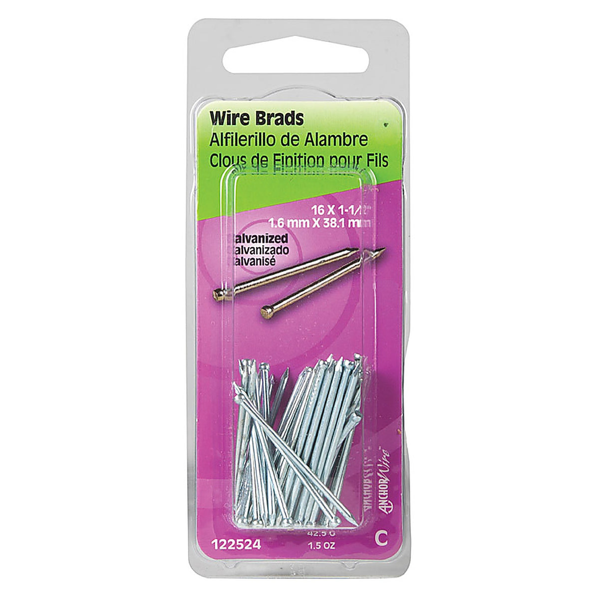 Hillman 122524 16 Ga. x 1-1/2 in. L Galvanized Steel Brad Nails 1/Pack 1.5 oz.
