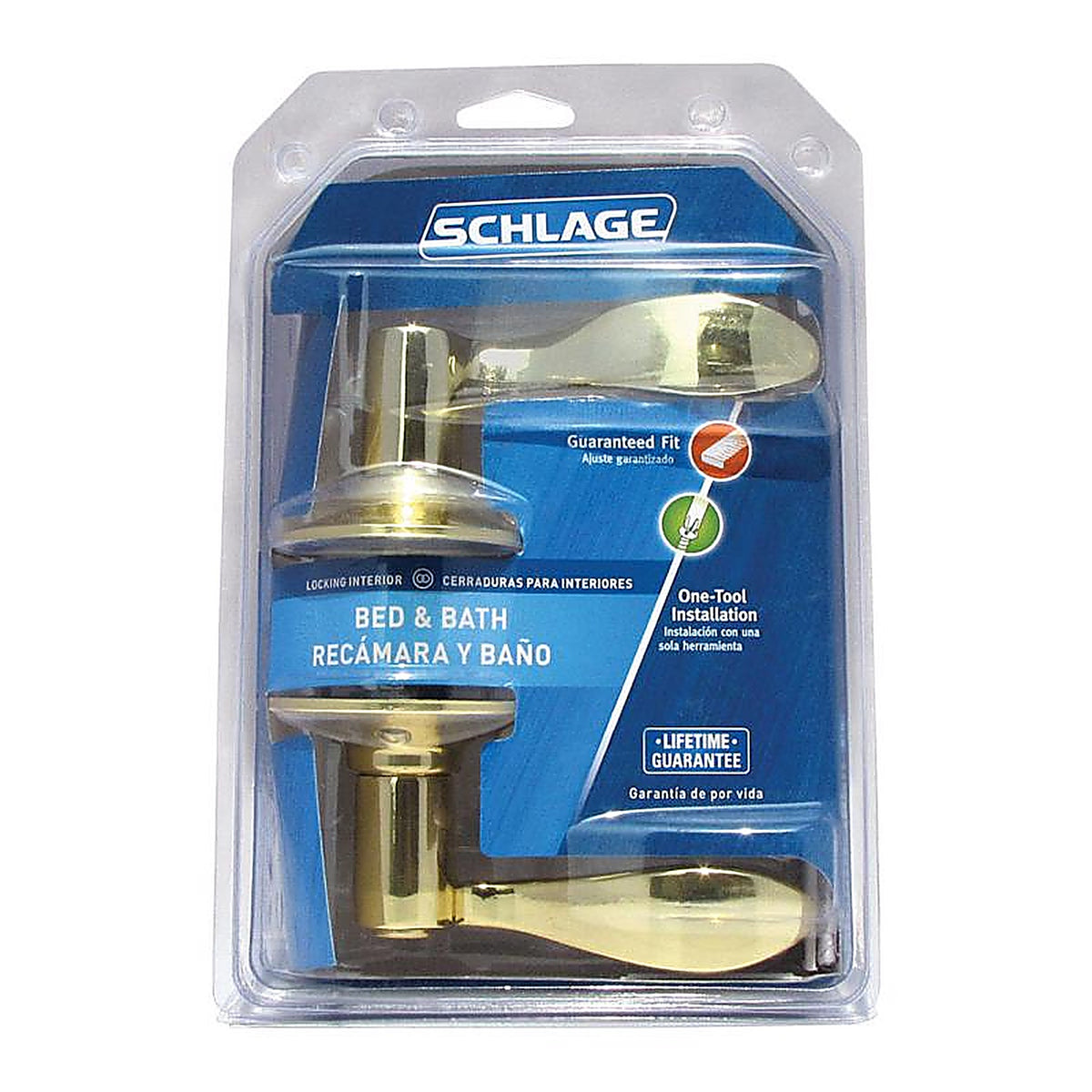 Schlage F40VACC605 Accent Bright Brass Privacy Lockset ANSI Grade 2 1-3/4 in.