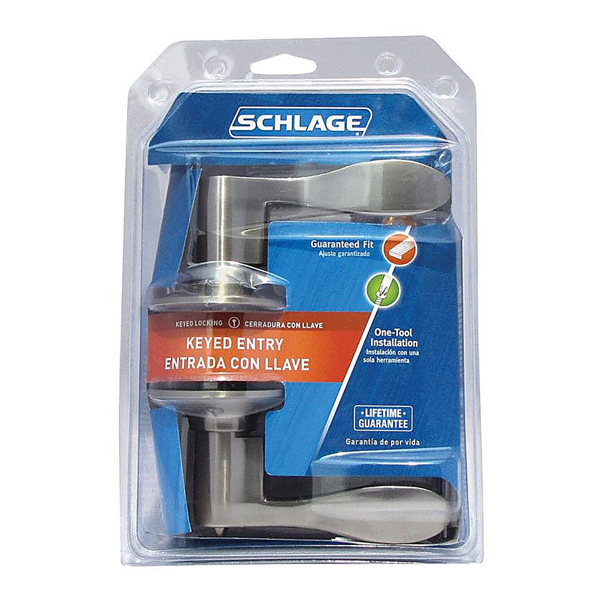 Schlage F51VACC619 Accent Satin Nickel Entry Lockset ANSI Grade 2 1-3/4 in.