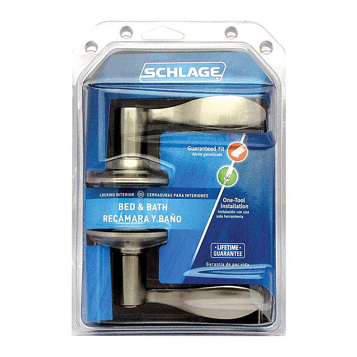 Schlage F40VACC619 Accent Satin Nickel Privacy Lockset ANSI Grade 2 1-3/4 in.