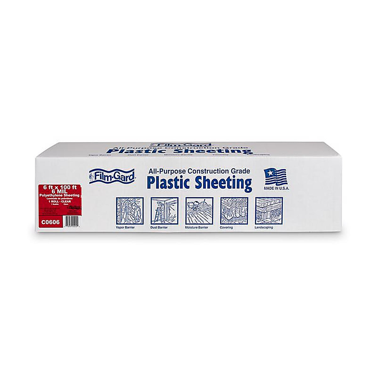 Film-Gard 626015 Plastic Sheeting 6 mil x 6 ft. W x 100 ft. L Polyethylene Clear