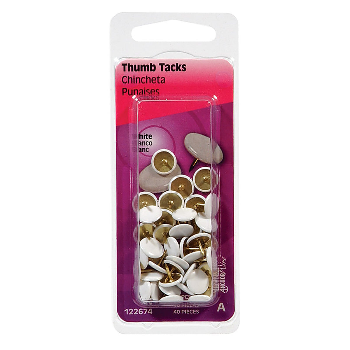 Hillman 122674 0.375 in. L White Steel Thumb Tacks 40/Pack