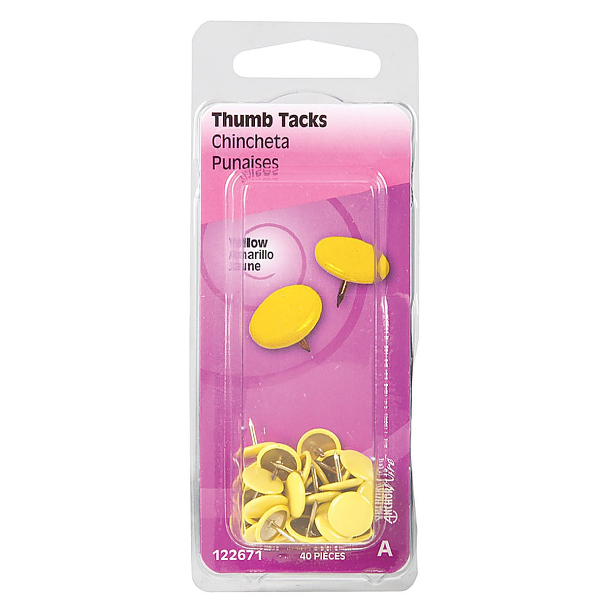 Hillman 122671 0.375 in. L Yellow Steel Thumb Tacks 40/Pack
