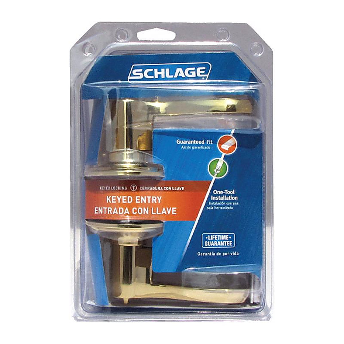 Schlage F51VFLA505 Flair Bright Brass Entry Lockset ANSI Grade 2 1-3/4 in.