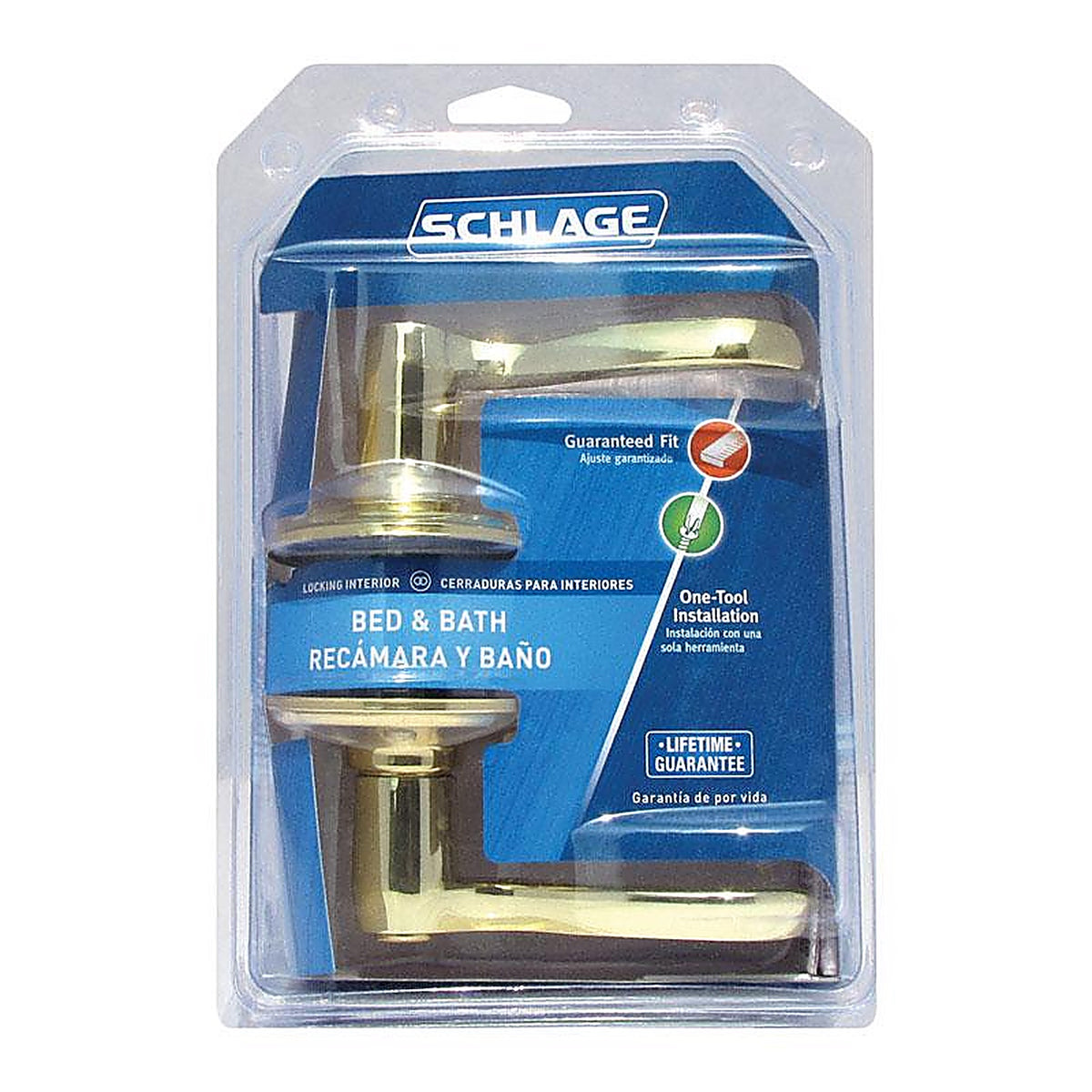 Schlage F40VFLA605 Flair Bright Brass Privacy Lockset ANSI Grade 2 1-3/4 in.
