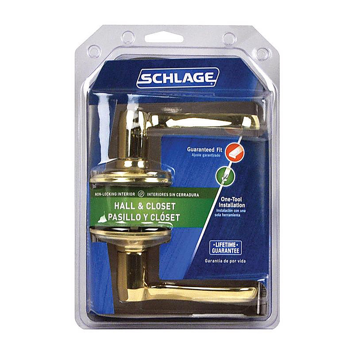 Schlage F10VFLA605 Flair Bright Brass Passage Lockset 1-3/4 in.