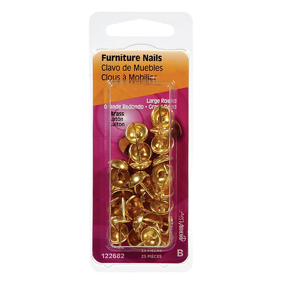 Hillman 122682 Large Brass-Plated Brass Furniture Nails 25/Pack