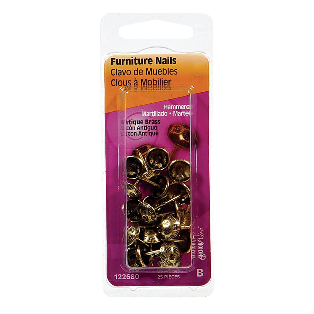 Hillman 122680 No. 9 Antique Brass Brass Furniture Nails 25/Pack