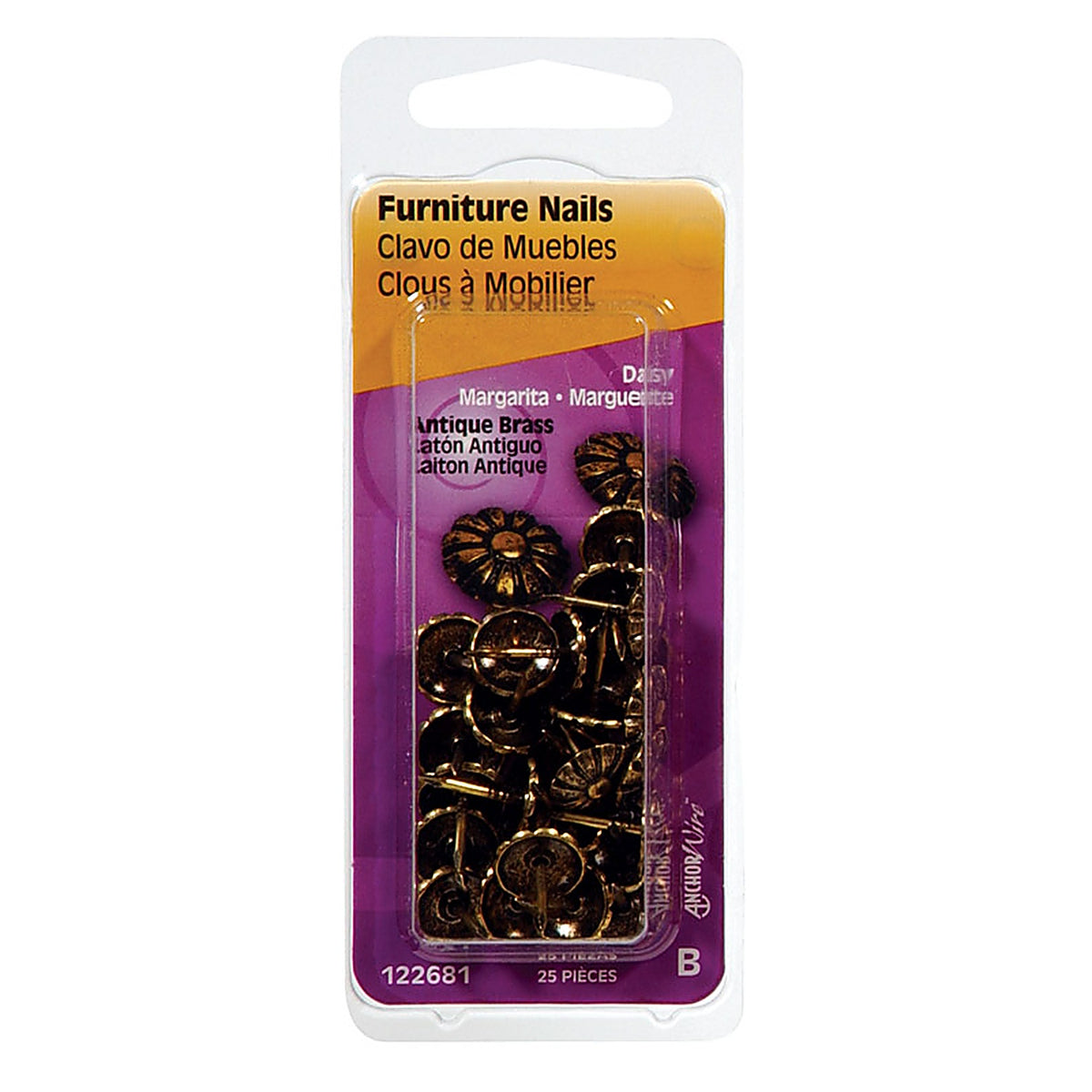 Hillman 122681 No. 64 Antique Brass Brass Furniture Nails 25/Pack