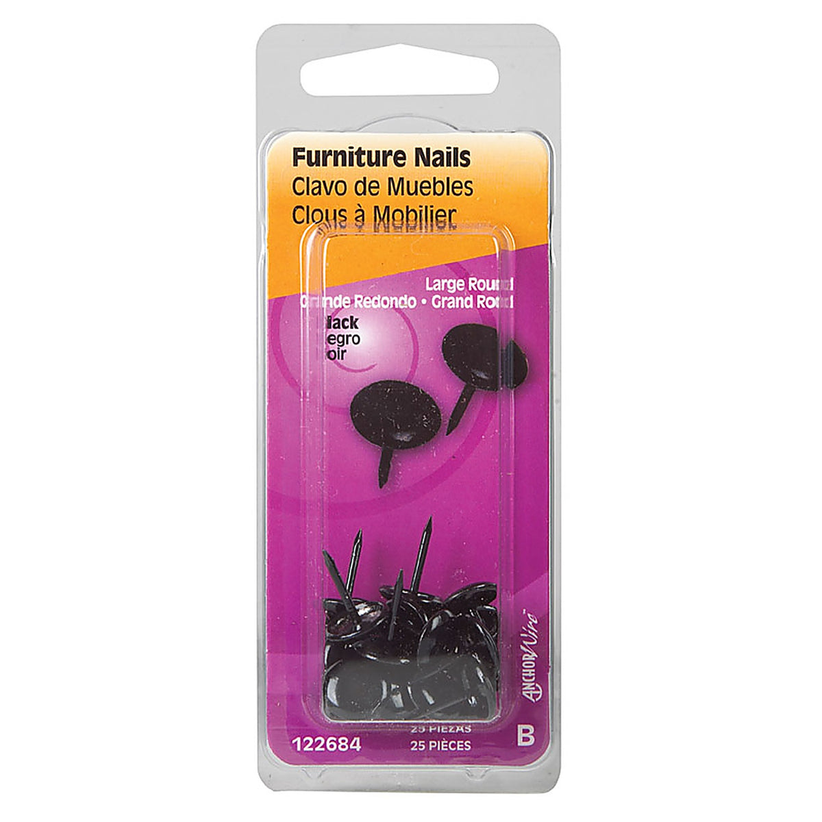 Hillman 122684 Large Brass-Plated Black Brass Furniture Nails 25/Pack
