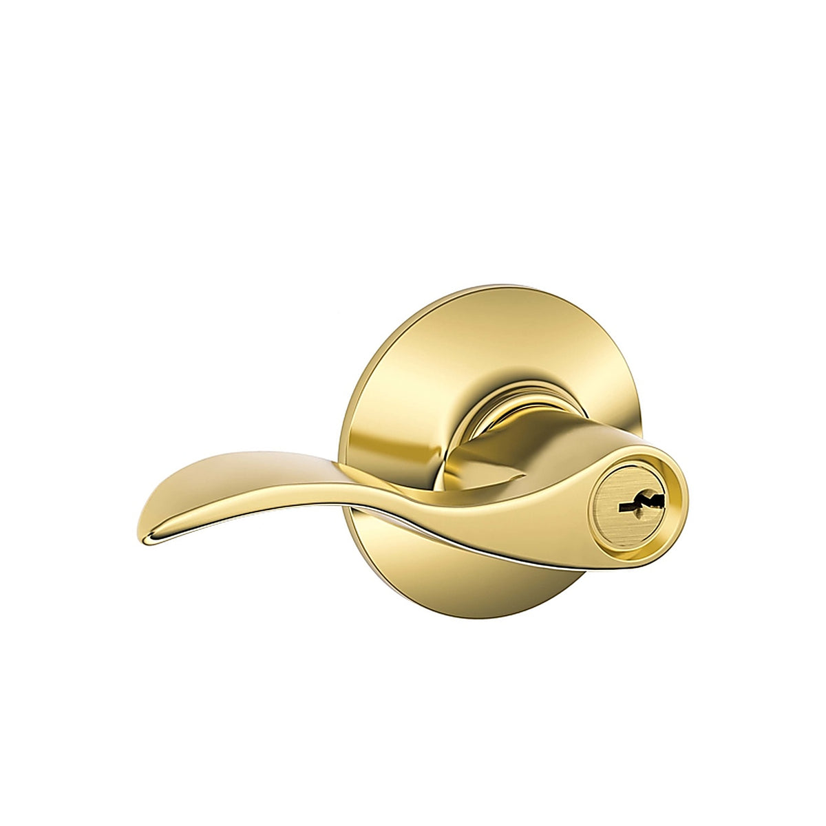 Schlage F51AACC605 Accent Bright Brass Entry Lockset ANSI Grade 2 1-3/4 in.