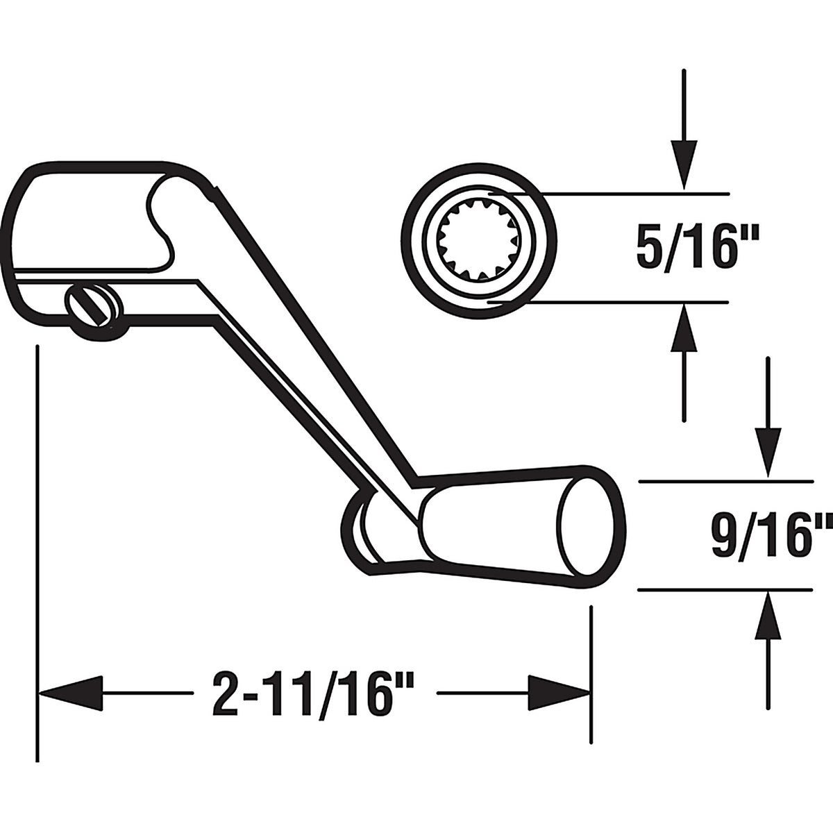 Prime-Line - H 3531 - 2.8 in. L Die-Cast Silver Aluminum Universal Casement Operator Crank Handle 1 pk