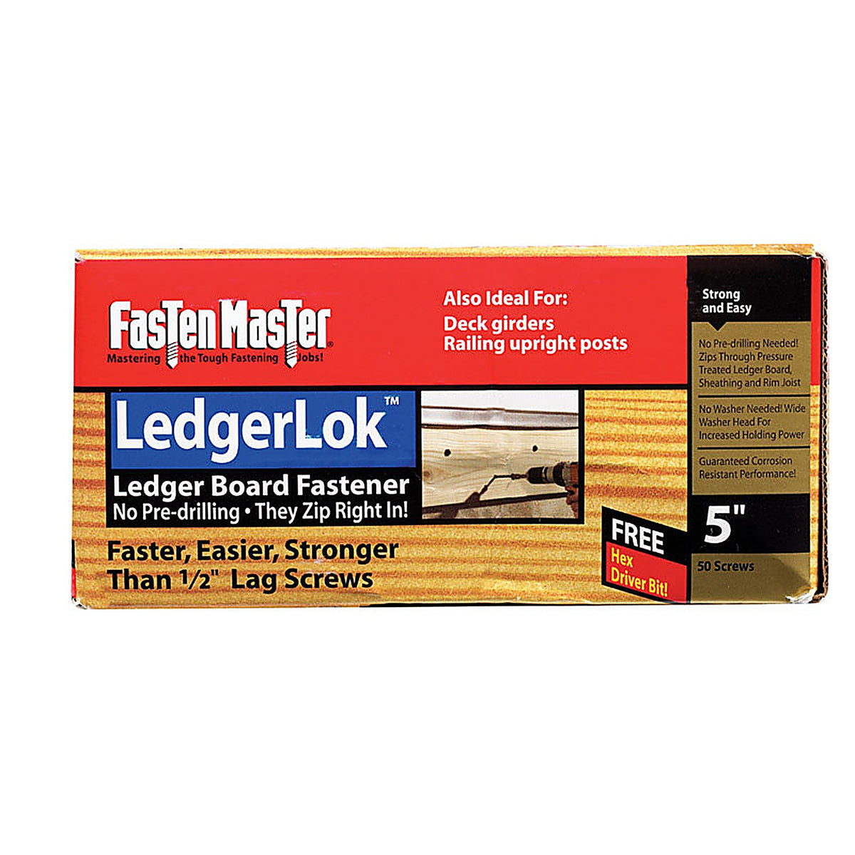 FastenMaster FMLL005-50 LedgerLok 5 in. L Hex Washer Head Deck Screws 50/Pack