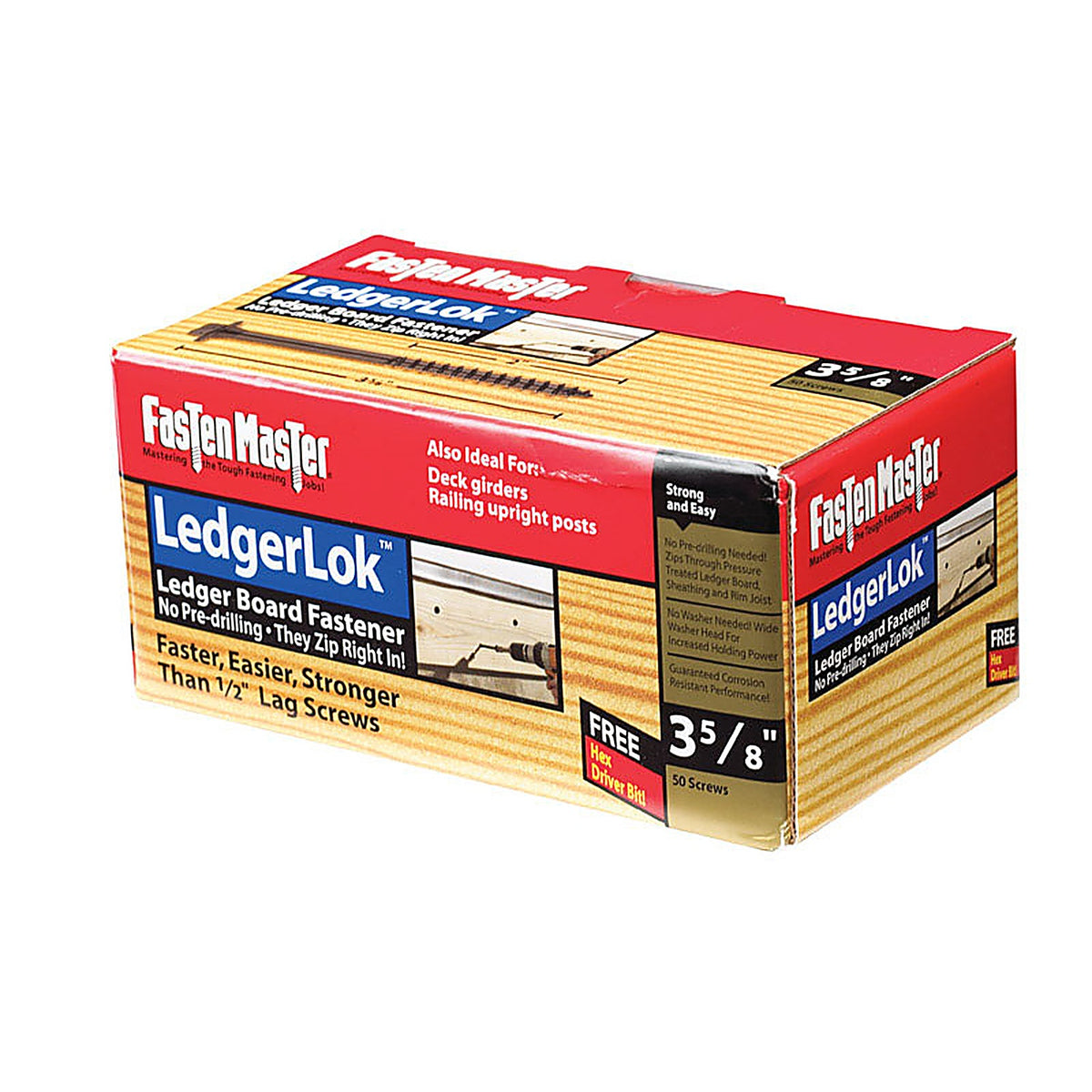 Fastenmaster - FMLL358-50 - Ledgerlok No. 3 X 3-5/8 In. L HEX HEX Washer Head Deck Screws 50 Pack