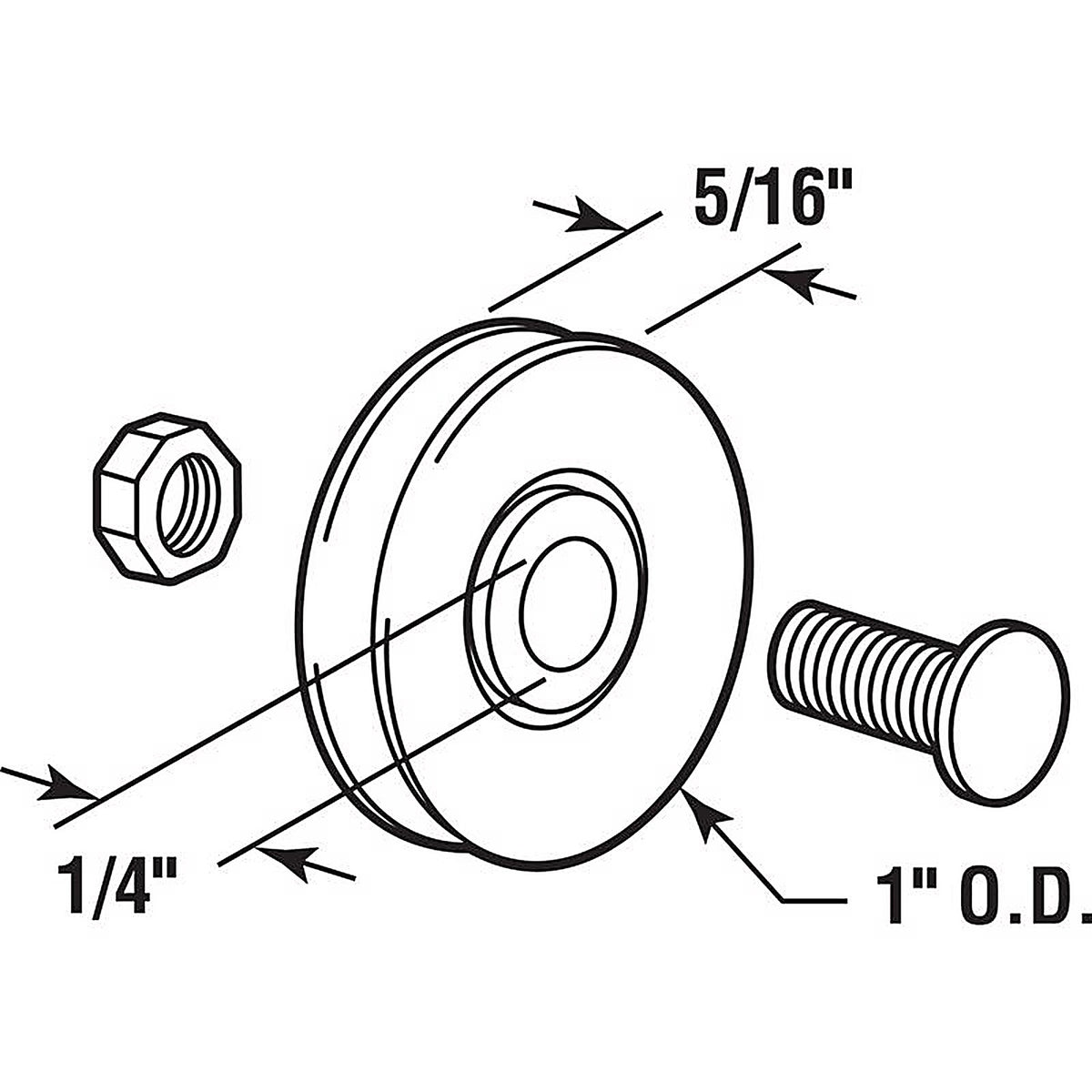 Prime-Line - B 548 - 1 in. D X 5/16 in. L Mill Steel Roller Assembly 2 pk