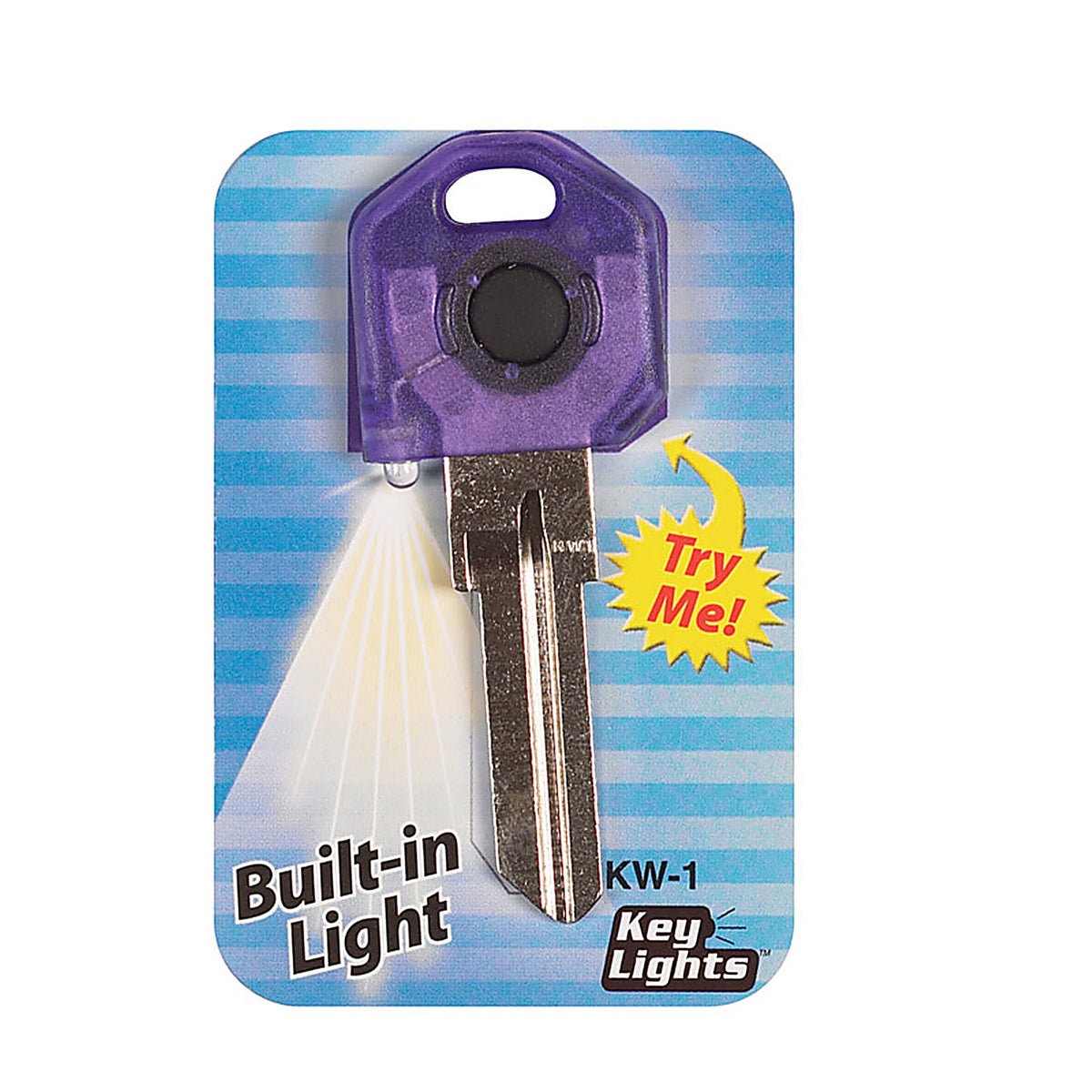 Giant Concepts Llc - KW1PUR - Keylights Purple Head House Key Blank w/Flashlight Kw1 Single for Kwikset Kw1/Wei