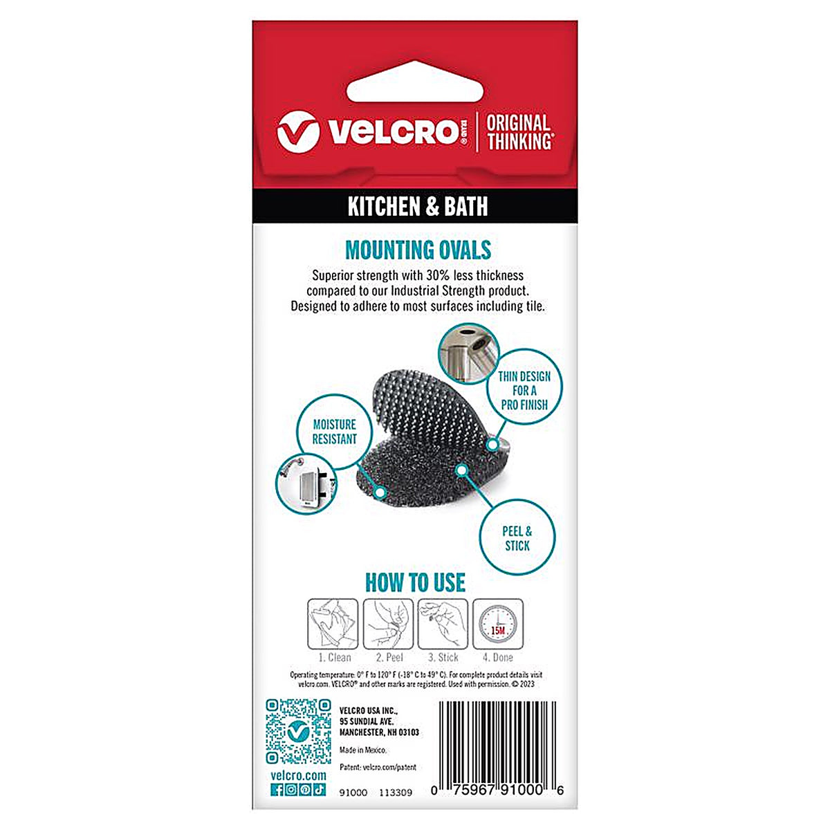 Velcro Brand - 91000 - Heavy Duty Low Profile Small Nylon Hook and Loop Fastener 1 In. L 10 Pack