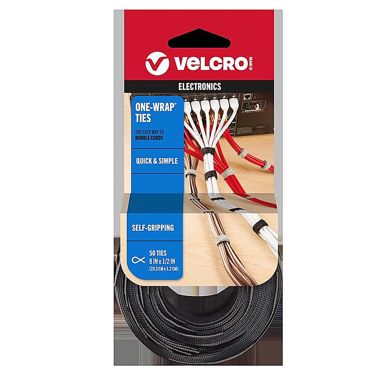 Velcro 90924 One-Wrap Ties 8 in. L 50/Pack