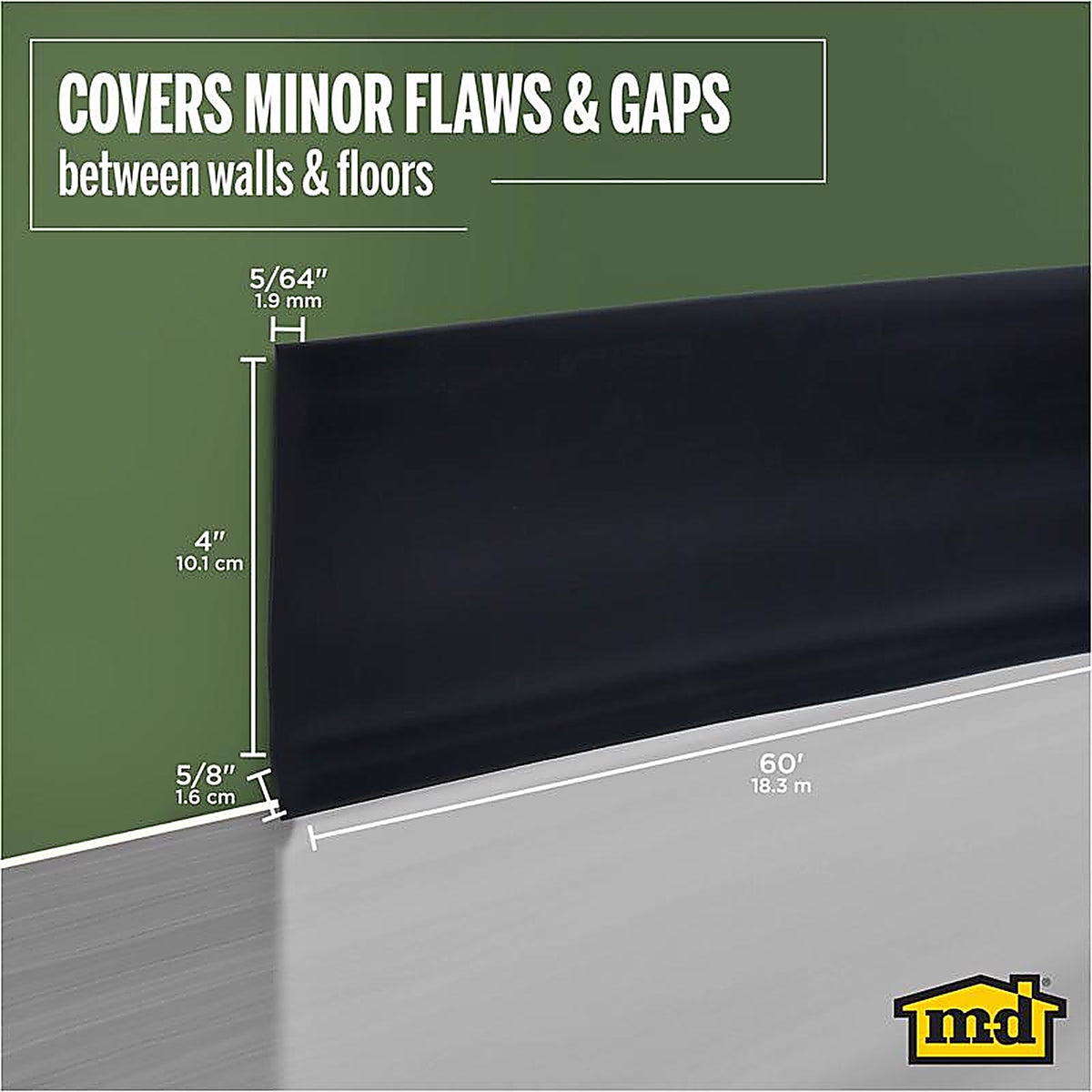 M-D 73896 4 in. H x 60 ft. L Prefinished Black Vinyl Wall Base