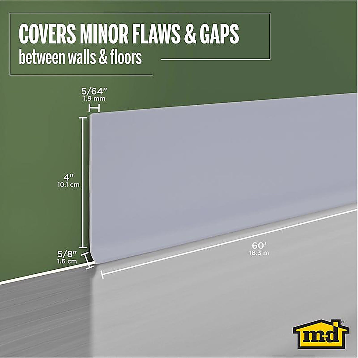 M-D - 73898 - Building Products 4 In. H X 0.08 In. W X 60 Ft. L Dry Back Silver Gray Vinyl Wall Base