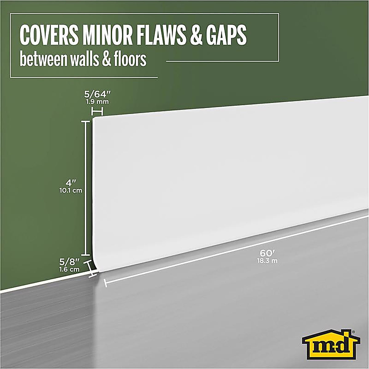 M-D - 73897 - Building Products 4 In. H X 0.08 In. W X 60 Ft. L Dry Back Snow White Vinyl Wall Base