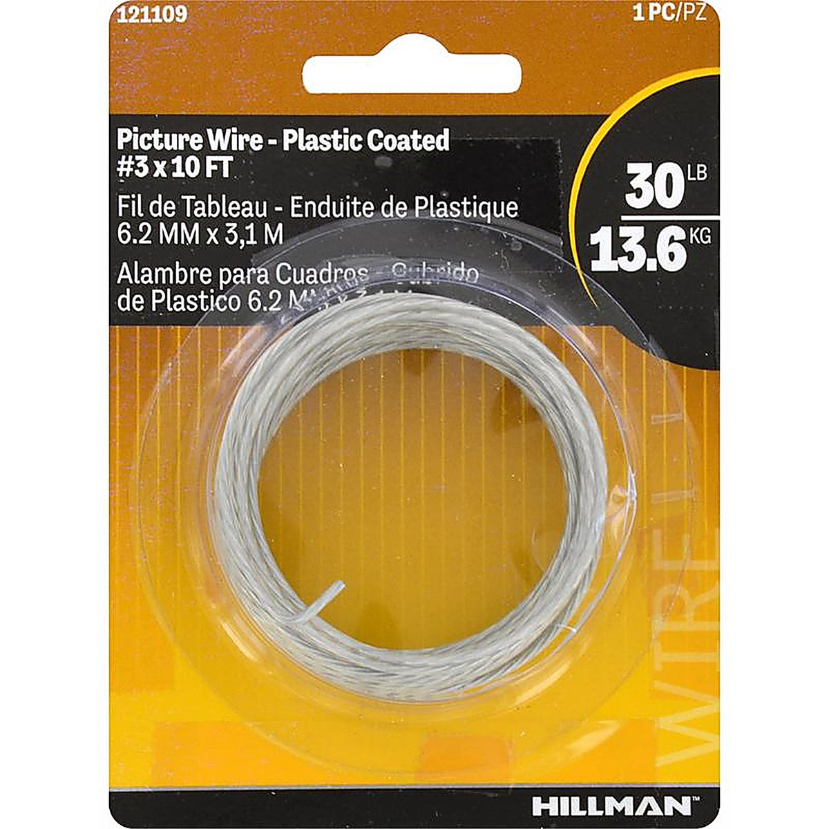 Hillman 121109 Plastic Coated Silver Picture Wire 30 lb. 1/Pack