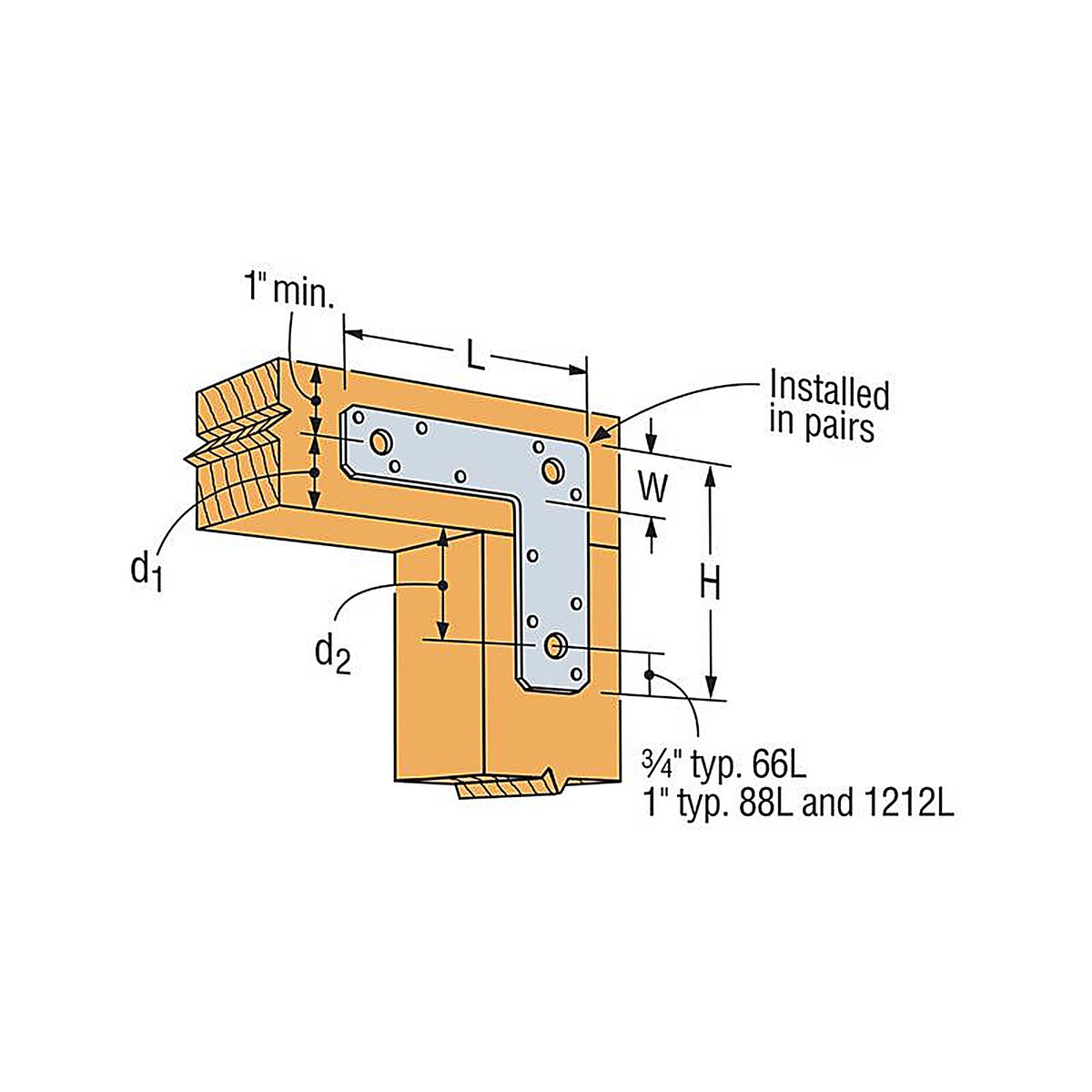 Simpson Strong-Tie 66L 6 in. H x 6 in. W 14 Ga. Galvanized Steel L Strap