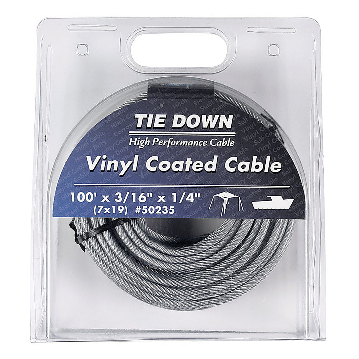 Tie Down Engineering - 50235 - 3/16 In. D X 100 Ft. L Vinyl Coated Galvanized Steel Aircraft Cable