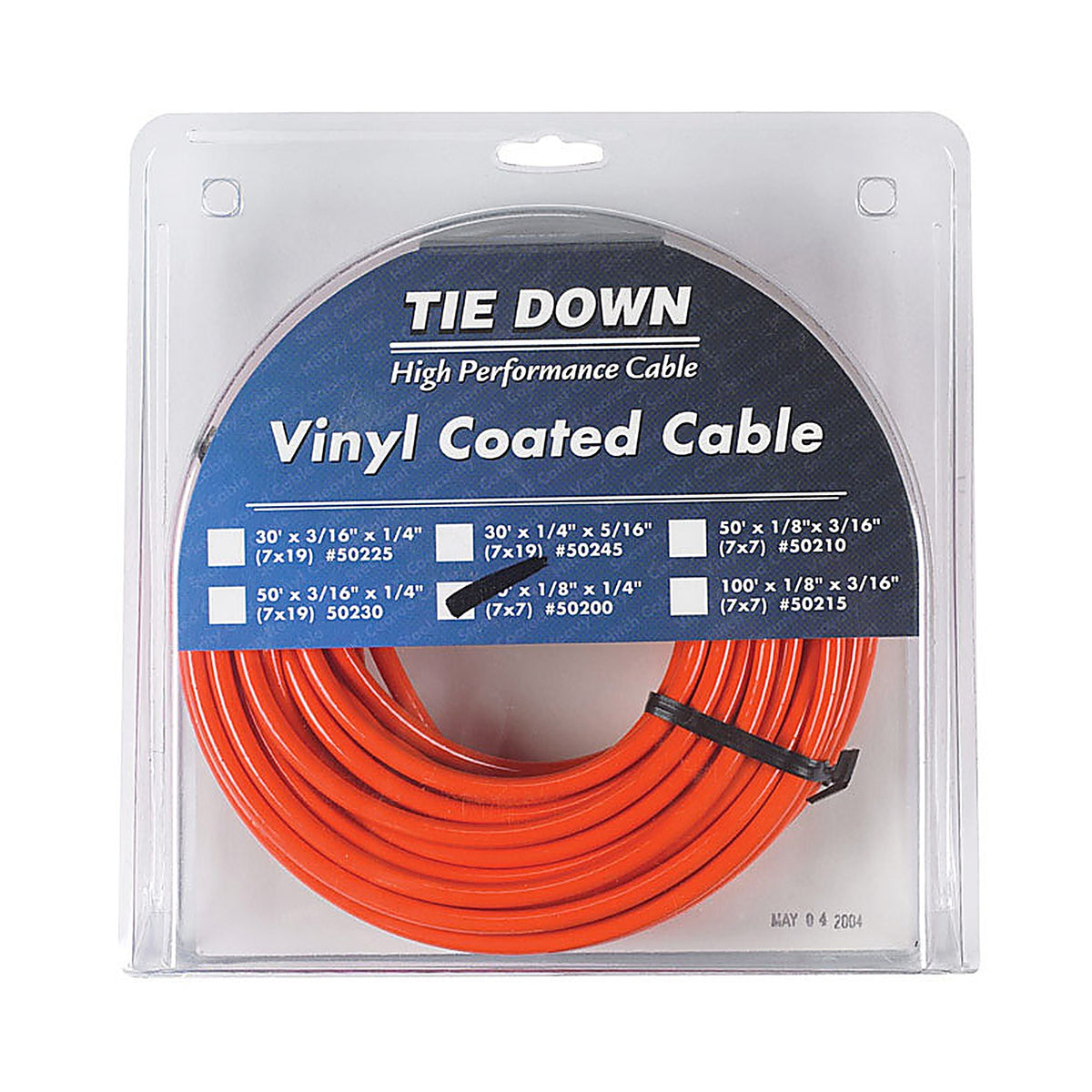 Tie Down Engineering - 50200 - 1/8 In. D X 50 Ft. L Vinyl Coated Galvanized Steel Aircraft Cable