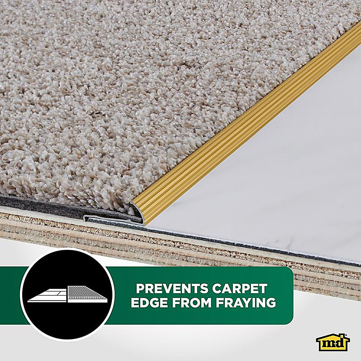 M-D 79053 5/8 in. H x 36 L Prefinished Satin Brass Aluminum Carpet Gripper