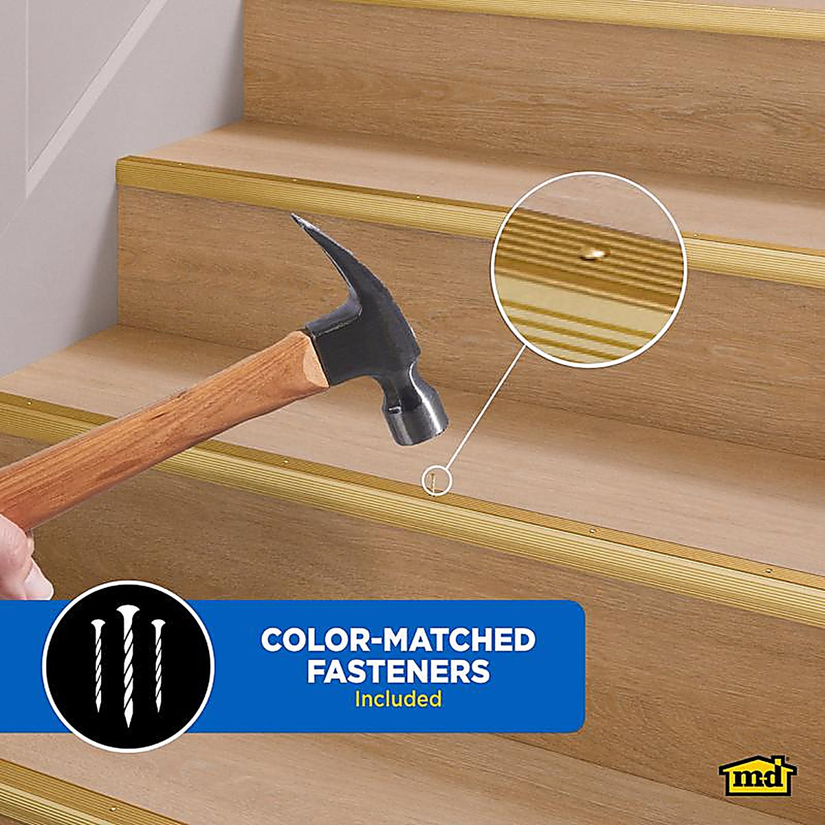 M-D - 79020 - Building Products 1.125 In. H X 1.28 In. W X 36 In. L Satin Brass Aluminum Stair Edge