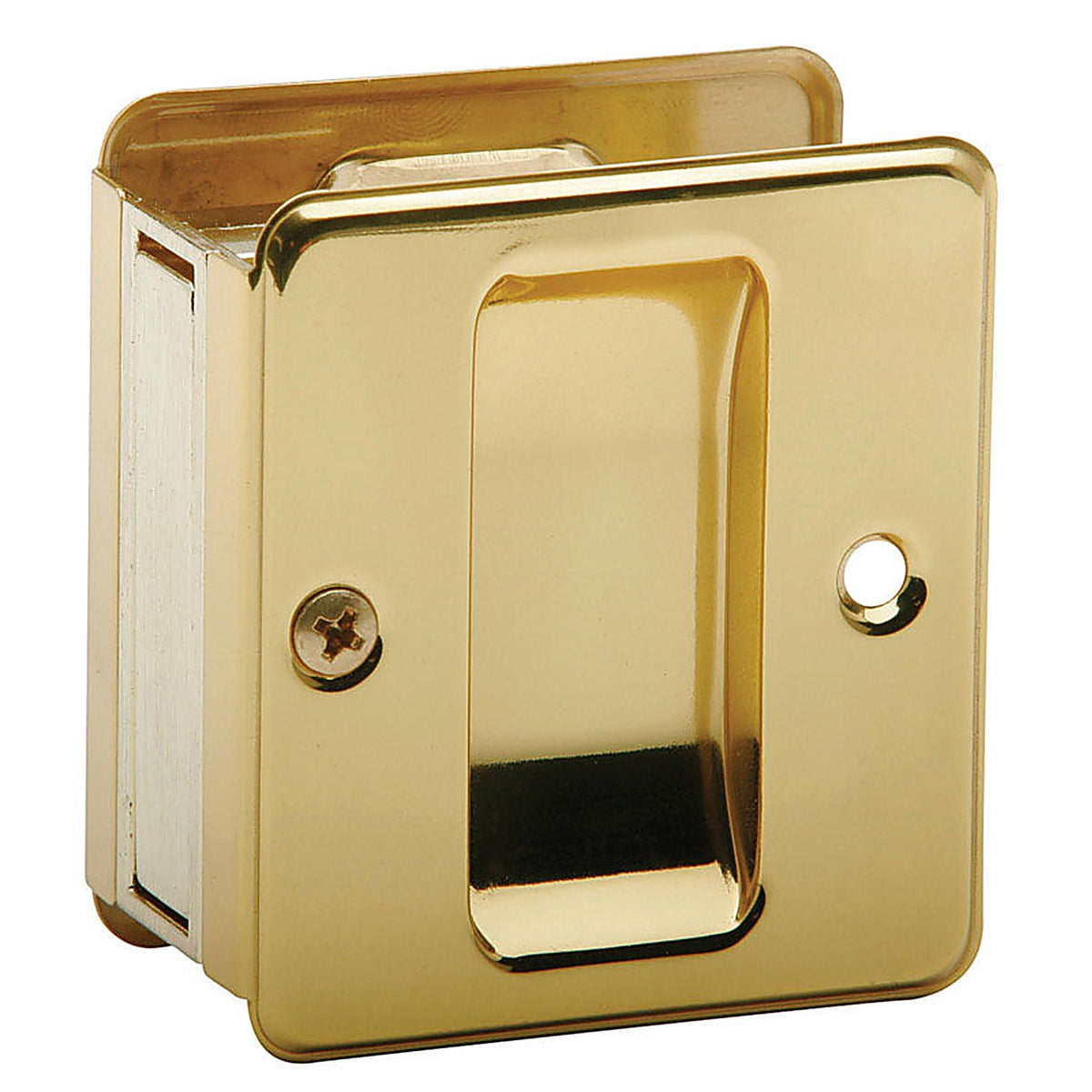 Schlage - SC990B-605 - 2.5 In. D X 2.25 In. L Bright Brass Gold Solid Brass Pocket Door Pull 1 Piece