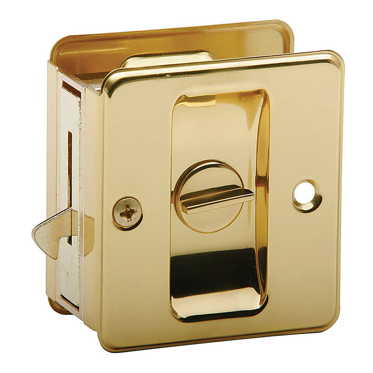 Schlage - SC991B-605 - 1.75 In. D Bright Brass Gold Solid Brass Pocket Door Privacy Lock 1 Piece