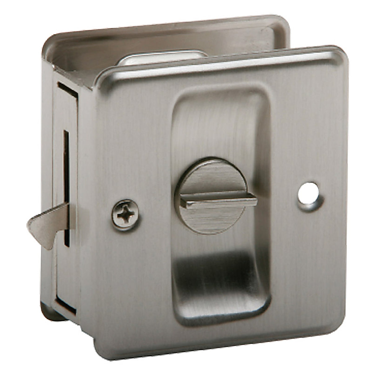 Schlage - SC991B-619 - 1.75 In. D Satin Nickel Silver Solid Brass Pocket Door Privacy Lock 1 Piece